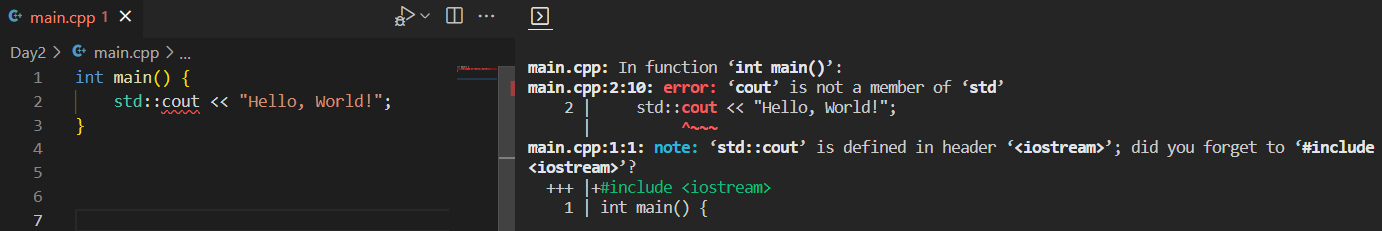 Illustration of the error - missing include
