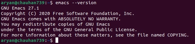 Output for `emacs --version`