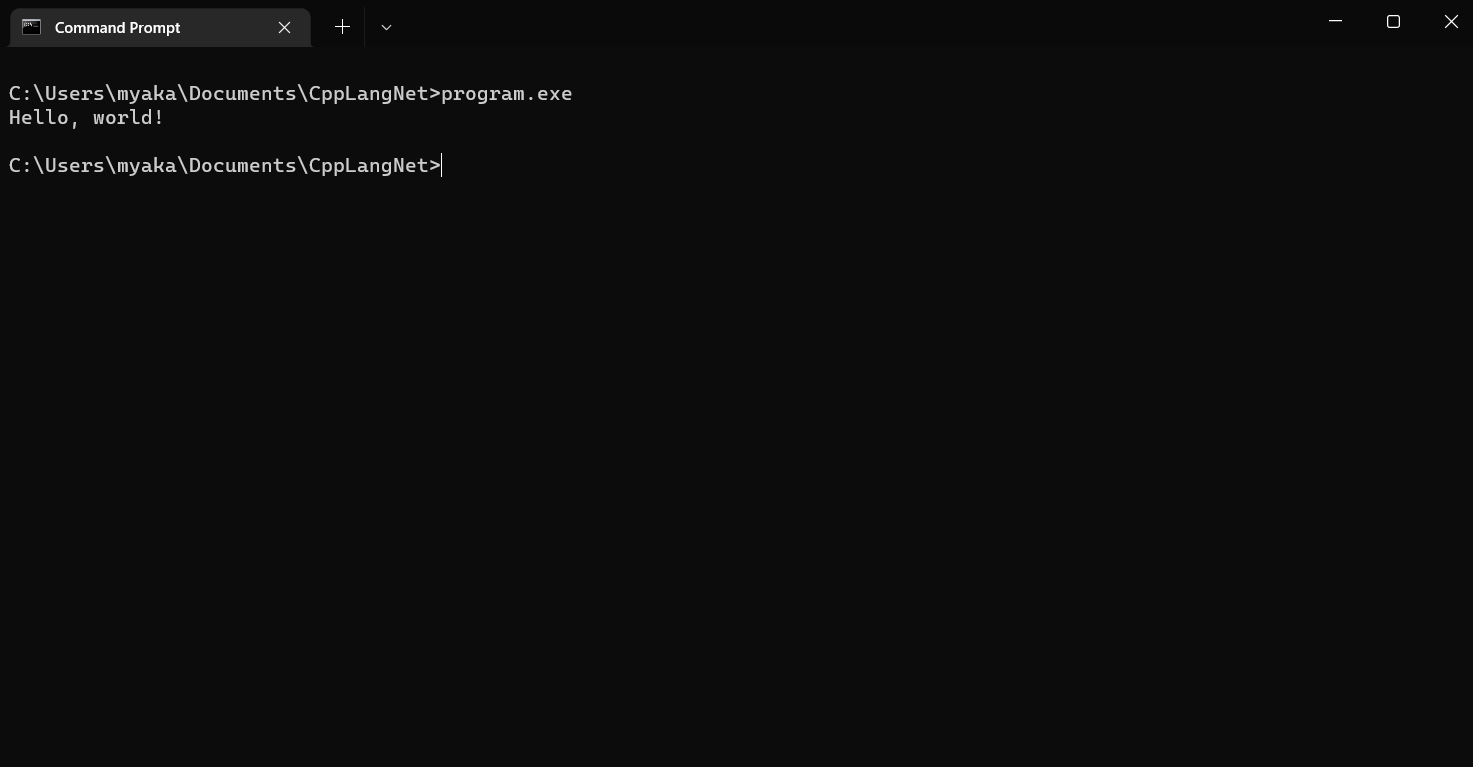 Przykładowy wygląd konsoli na Windowsie