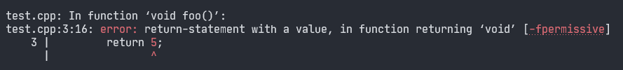 Ilustracja błędu - zwracanie wartości int z void